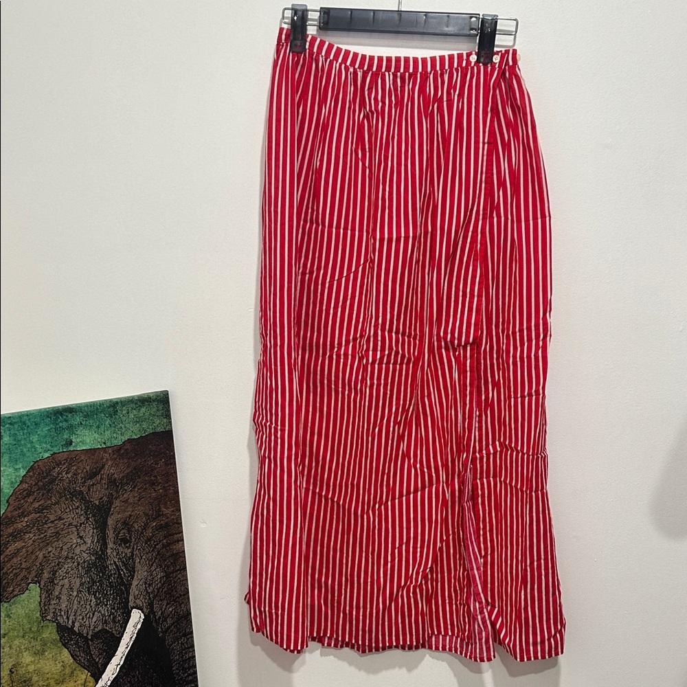 J. Crew Red and White Striped Swim Coverup Maxi Skirt